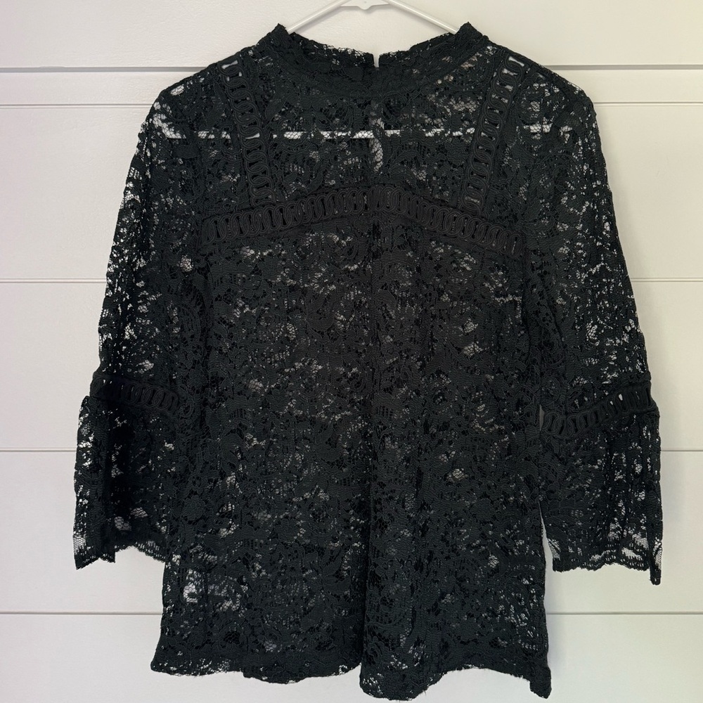LOFT Dark Green Lace Blouse, Women’s S